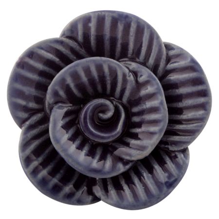 Purple Medium Rose Ceramic Cabinet Knob